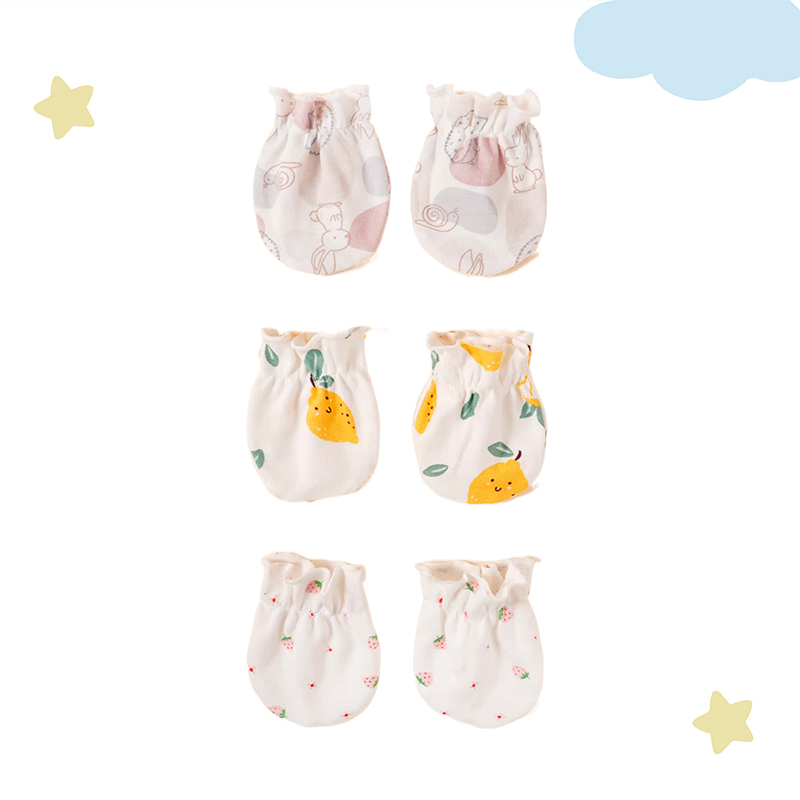 Baby Mittens Scratch - 3 paar 100% katoenen zachte en