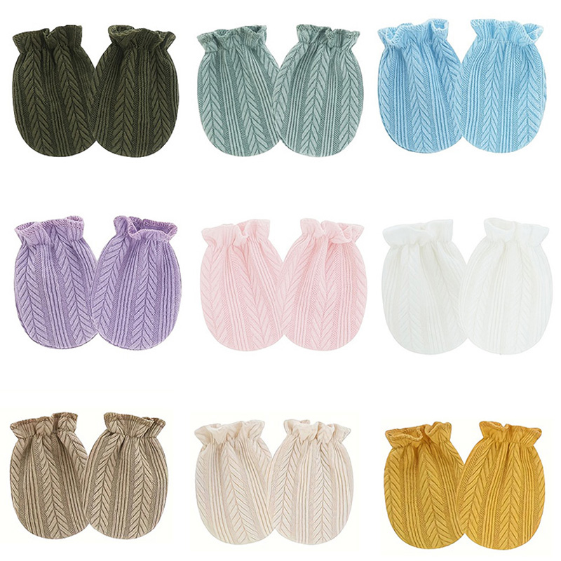 Baby Mittens Scratch - 6 paren/partij pasgeboren handschoenen effen kleur