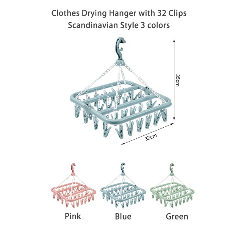 Kleerdrooghanger met 32 clips  - Baby Clothing Hanging Rack recensie en prijs