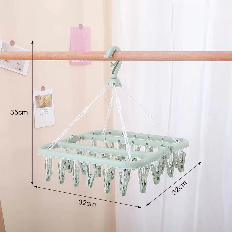 Kleerdrooghanger met 32 clips  - Baby Clothing Hanging Rack recensie en prijs