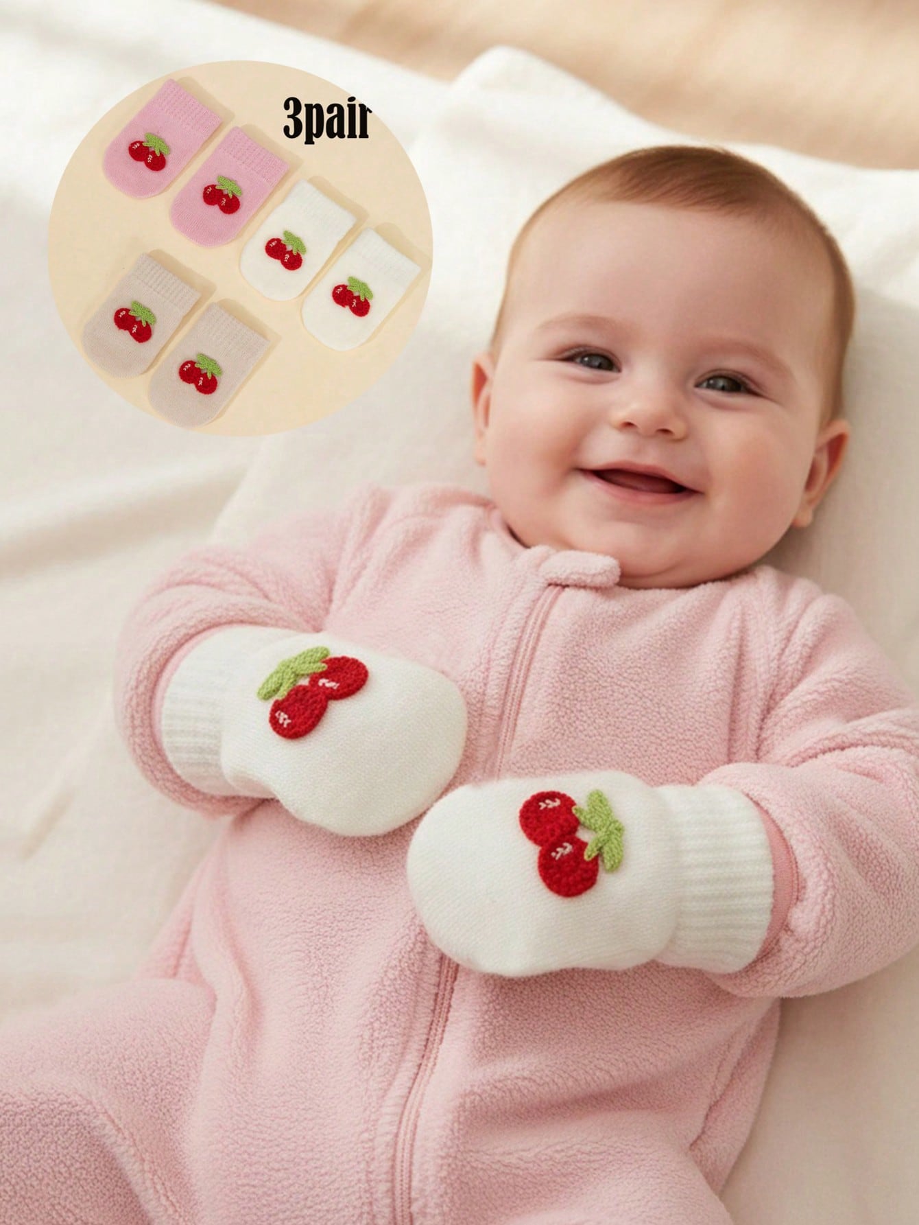 3 paar babymeisjes 0-12M gebre - Baby Mittens Scratch recensie en prijs